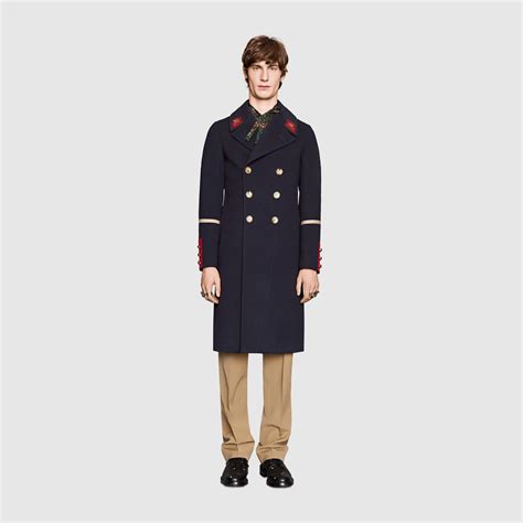 gucci felt coat with wool lining|indigo wool gucci cashmere coat.